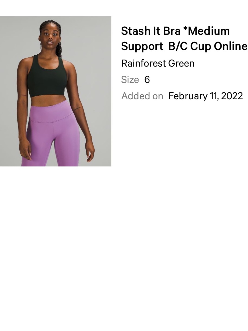 lululemon athletica Stash it bra - rainforest green